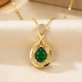 Collier Pendentif Goutte d'Eau en Émeraude Dorée — Groumia