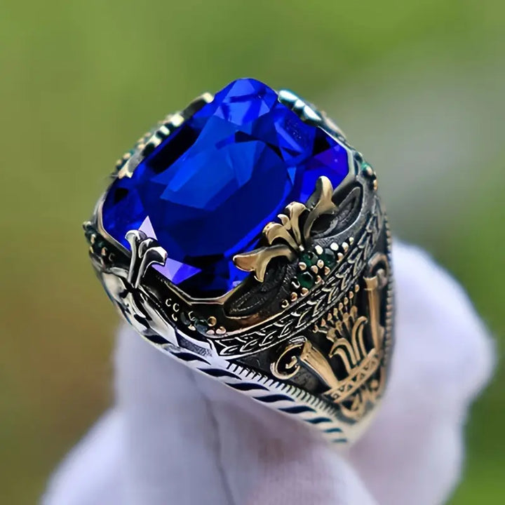 Bague Vintage en Argent Saphir — Groumia