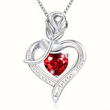 Collier Pendentif Cœur en Rubis Argenté — Groumia