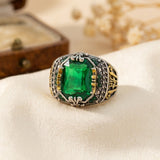 Bague Vintage en Argent Émeraude — Groumia