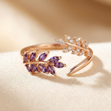 Bague en Or et Améthyste en Forme de Feuille — Groumia