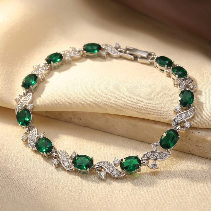 Bracelet Vintage en Émeraude Argentée — Groumia