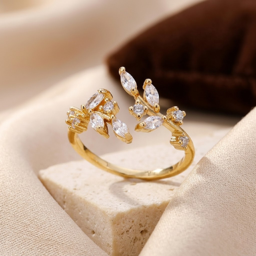 Bague en Or à Feuille Ouverte — Groumia