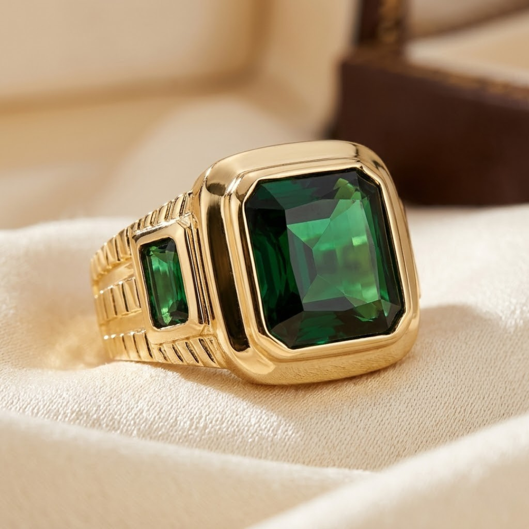 Bague Sceau en Or Émeraude — Groumia