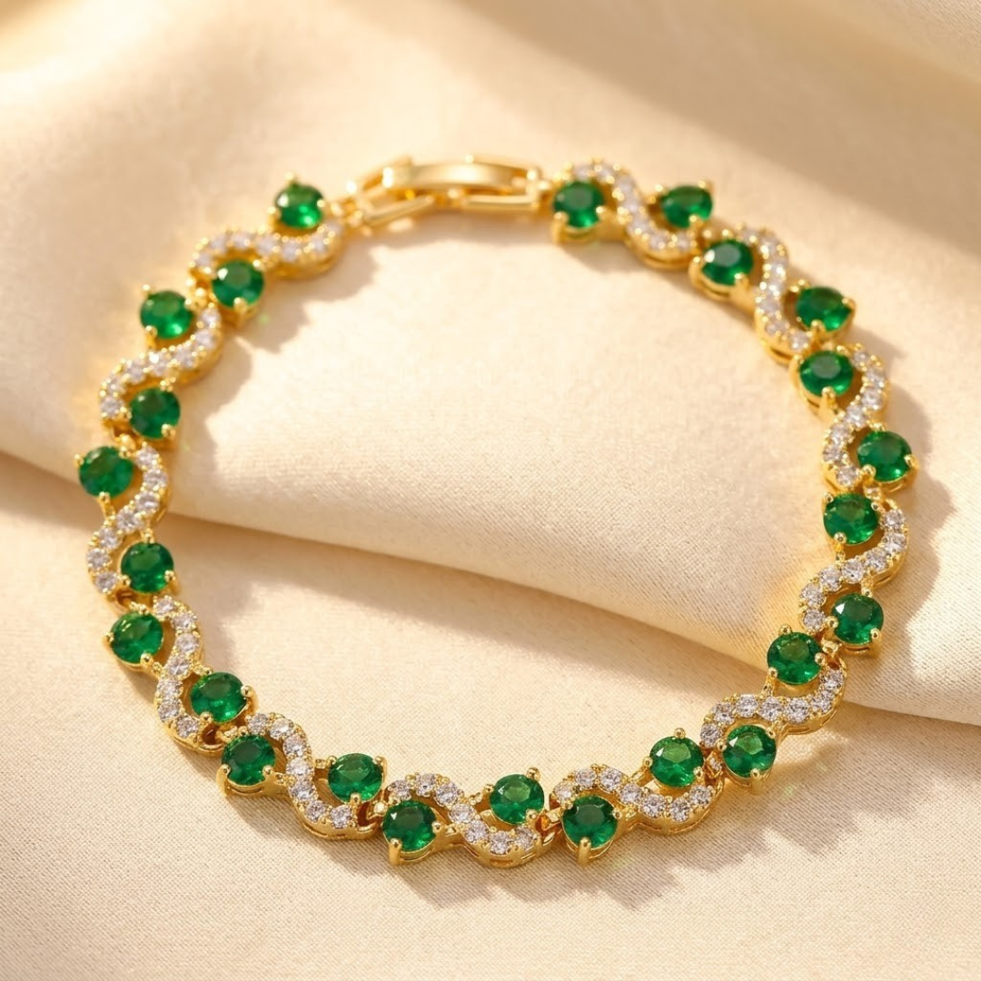 Bracelet Halo en Émeraude Dorée — Groumia