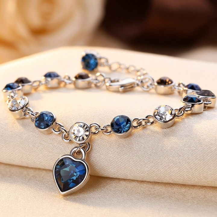 Bracelet Chaîne en Cœur de Saphir Argenté — Groumia