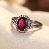 Bague Halo en Argent et Rubis — Groumia
