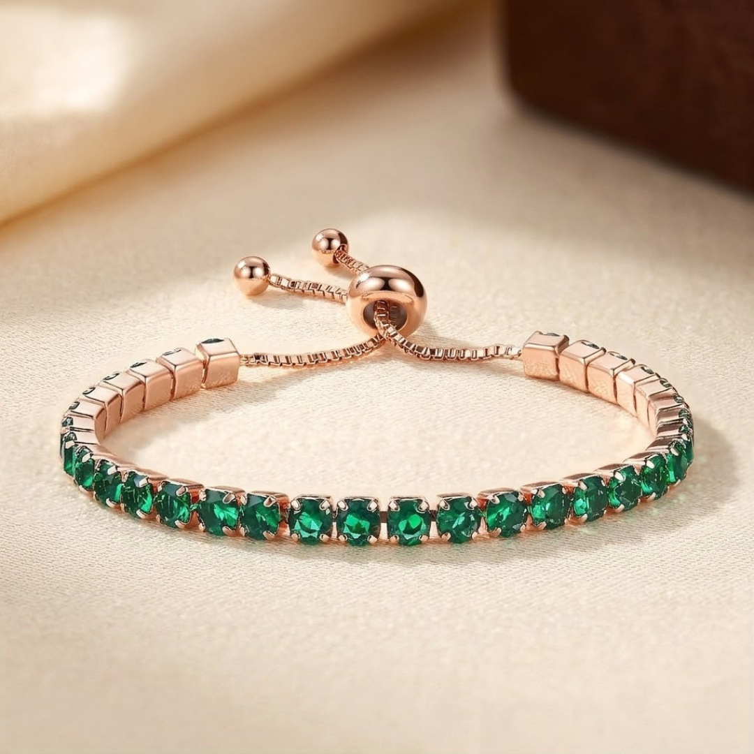 Bracelet de Tennis Ajustable en Or et Émeraude — Groumia