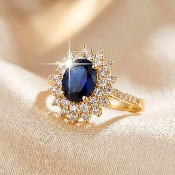 Bague Halo Saphir en Or — Groumia