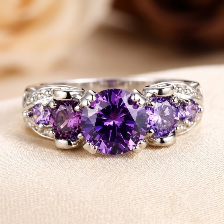 Bague Vintage en Argent et Améthyste — Groumia