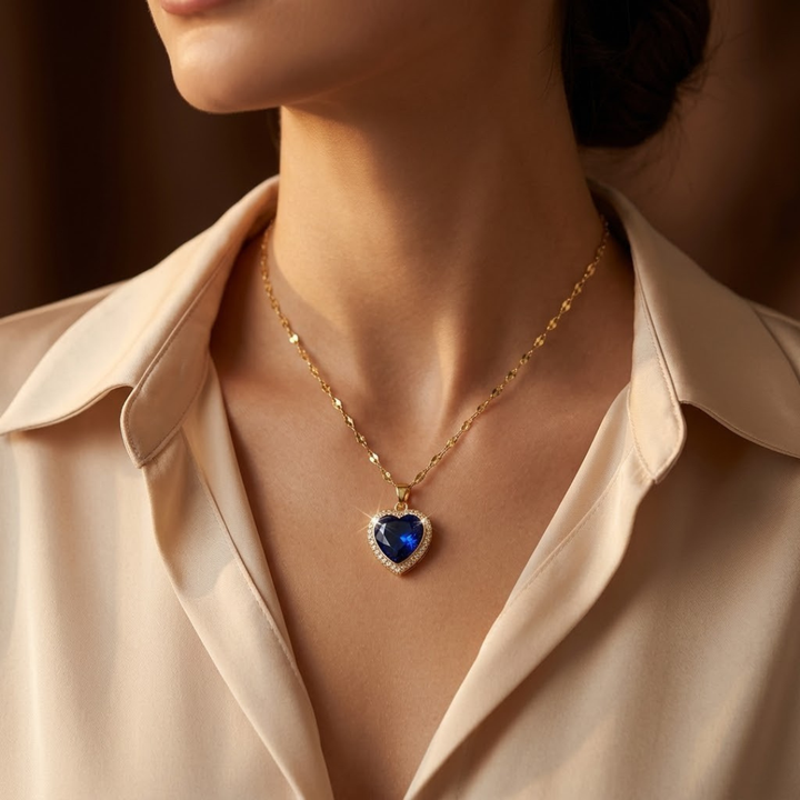Collier en cœur de saphir doré — Groumia