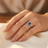 Bague Halo en Saphir Argenté — Groumia