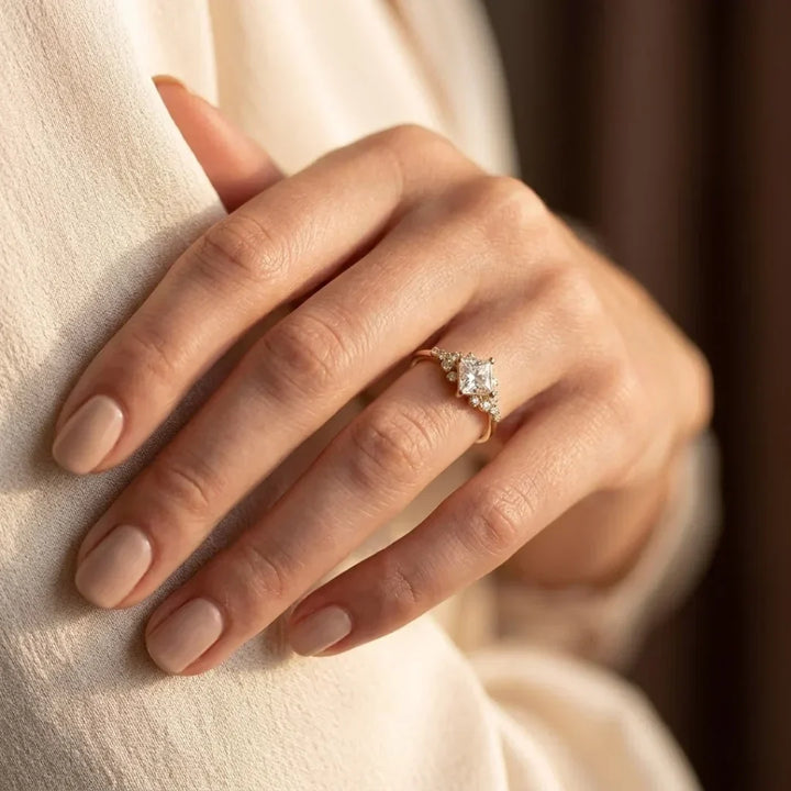 Bague Solitaire Carrée en Or — Groumia