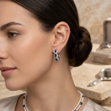 Boucles d'oreilles créoles en saphir argenté — Groumia