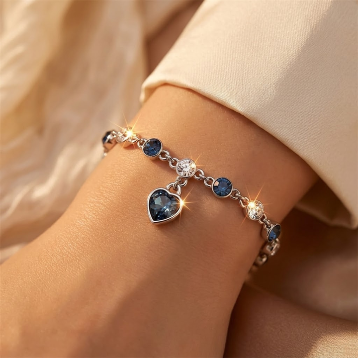 Bracelet Chaîne en Cœur de Saphir Argenté — Groumia