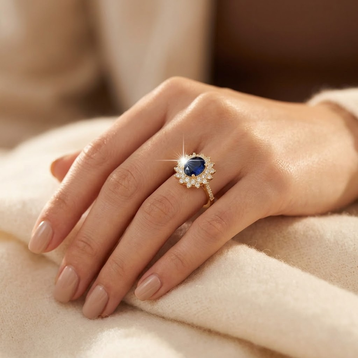 Bague Halo Saphir en Or — Groumia