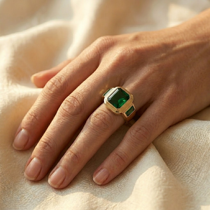 Bague Sceau en Or Émeraude — Groumia
