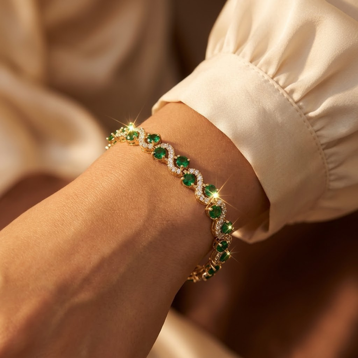 Bracelet Halo en Émeraude Dorée — Groumia