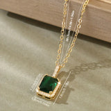 Collier Rectangulaire Halo en Or et Émeraude — Groumia