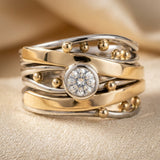 Bague en Argent et Or avec Monture en Enveloppement — Groumia