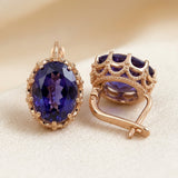Boucles d'oreilles en couronne d'améthyste dorée — Groumia