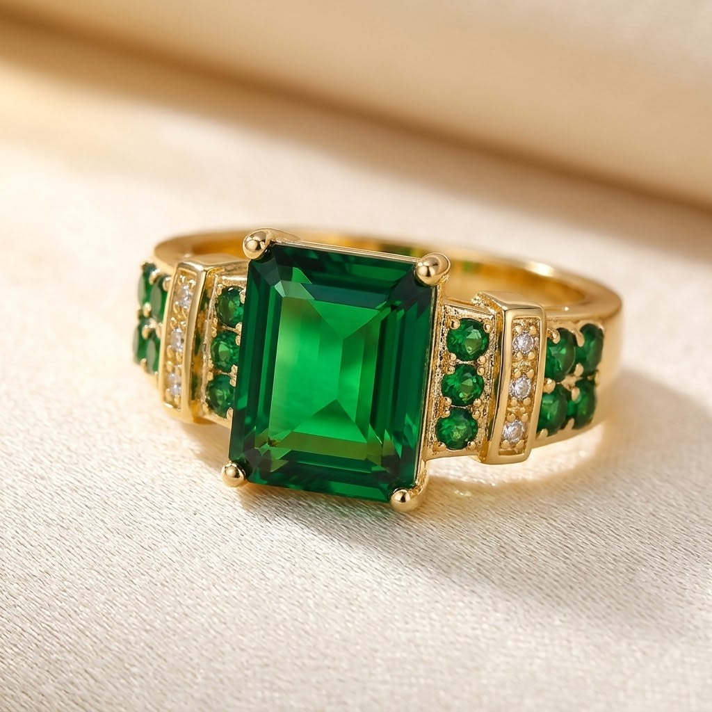 Bague Multi-Pierre en Or Émeraude — Groumia