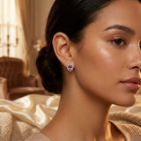 Boucles d'oreilles Halo en Or et Améthyste — Groumia