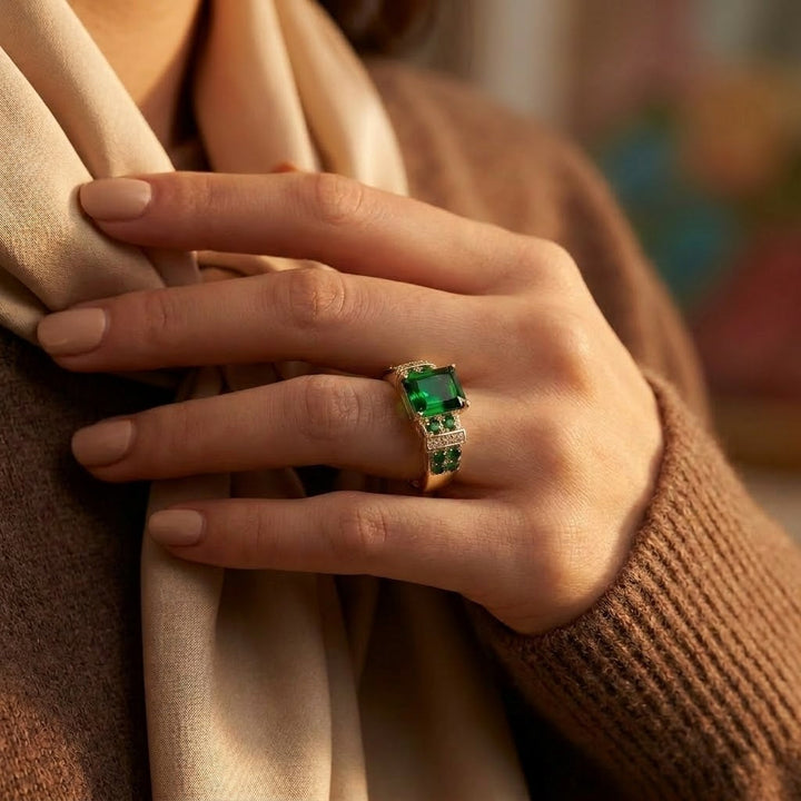 Bague Multi-Pierre en Or Émeraude — Groumia