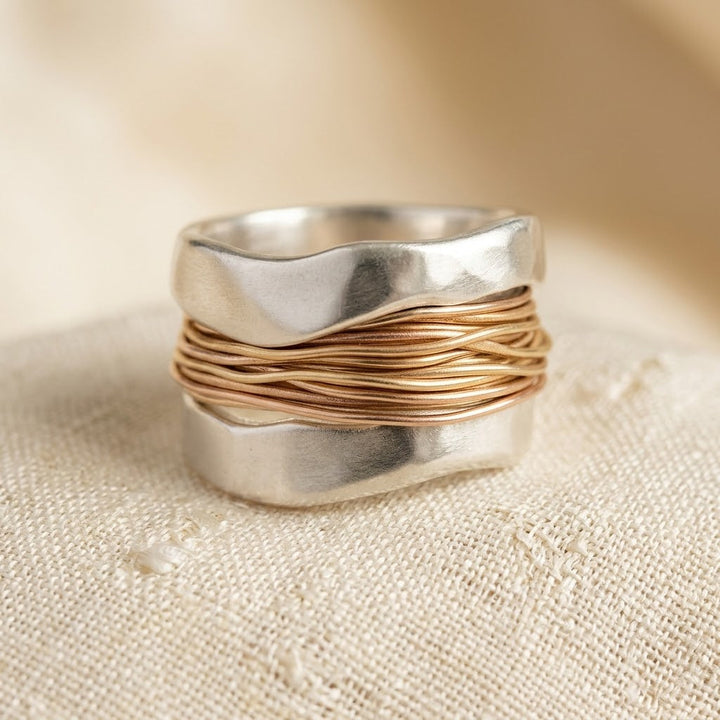 Bague en Argent et Or Enveloppée — Groumia
