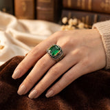 Bague Vintage en Argent Émeraude — Groumia