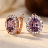 Boucles d'oreilles Halo en Or et Améthyste — Groumia