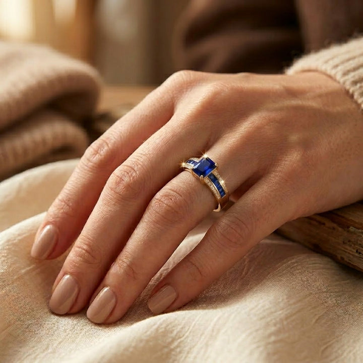 Bague en Or avec Saphir Taillée en Carré — Groumia