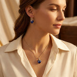Collier et Boucles d'Oreilles en Saphir Doré en Forme de Cœur — Groumia
