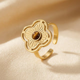 Bague ouverte florale en or — Groumia
