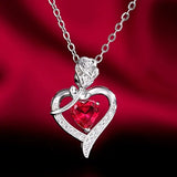 Collier Pendentif Cœur en Rubis Argenté — Groumia