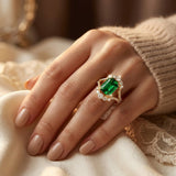 Bague Halo en Émeraude Dorée — Groumia
