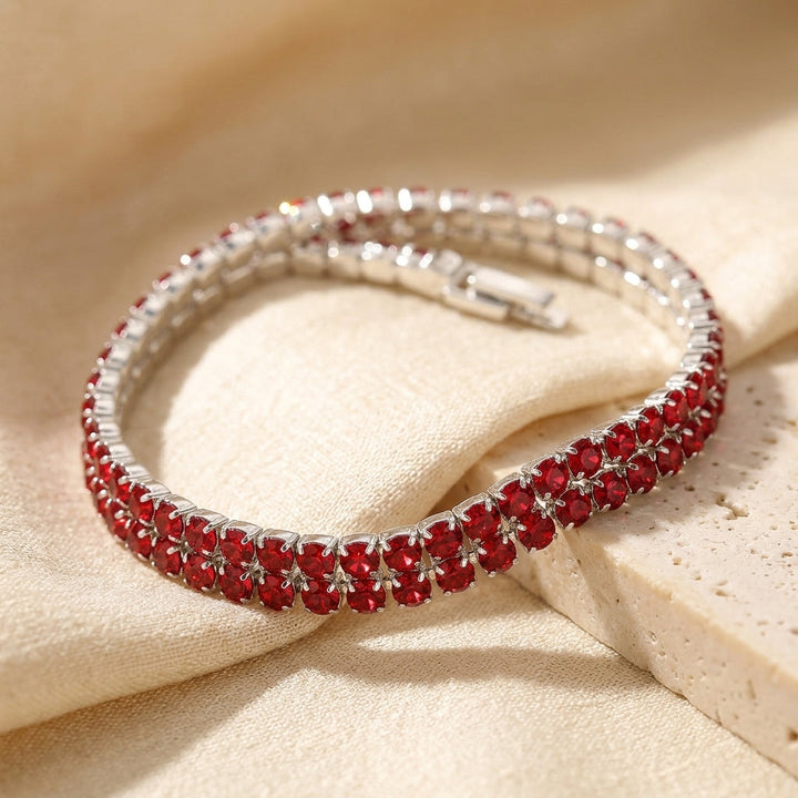 Bracelet de Tennis en Rubis Argenté — Groumia
