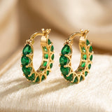 Boucles d'oreilles créoles en or émeraude — Groumia