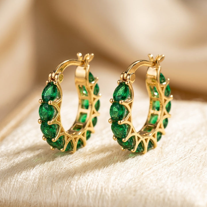 Boucles d'oreilles créoles en or émeraude — Groumia