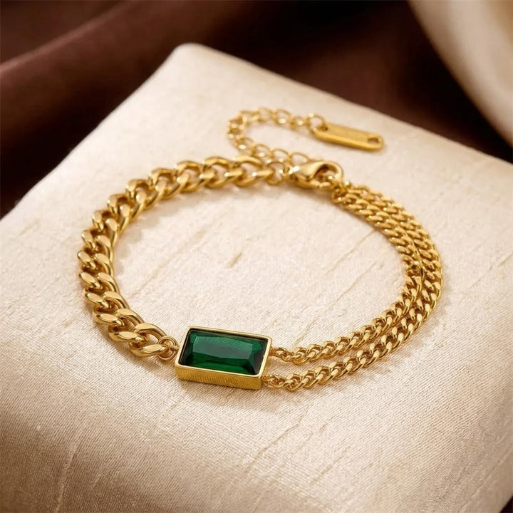 Bracelet Chaîne en Or Émeraude — Groumia