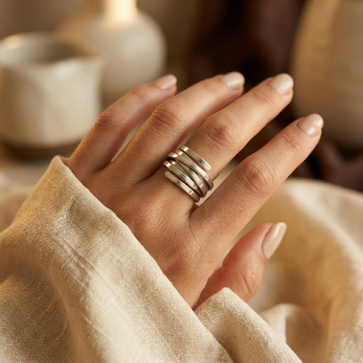 Bague en argent multi-bandes — Groumia
