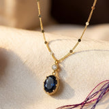 Collier Pendante Ovale en Or et Saphir — Groumia