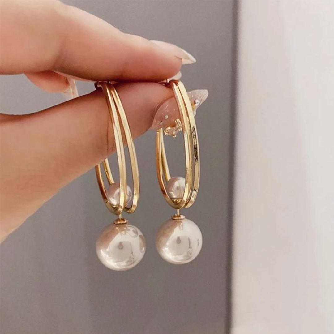 Boucles d'oreilles vintage en perles dorées — Groumia