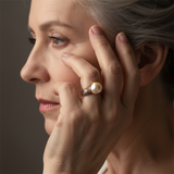 Bague Rétro Dorée avec Perle — Groumia