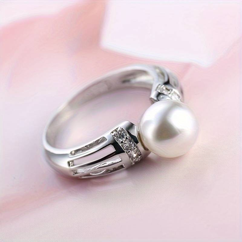 Bague Vintage avec Perle Argentée — Groumia