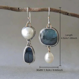 Boucles d'oreilles Vintage en Pierre Bleue et Perle — Groumia