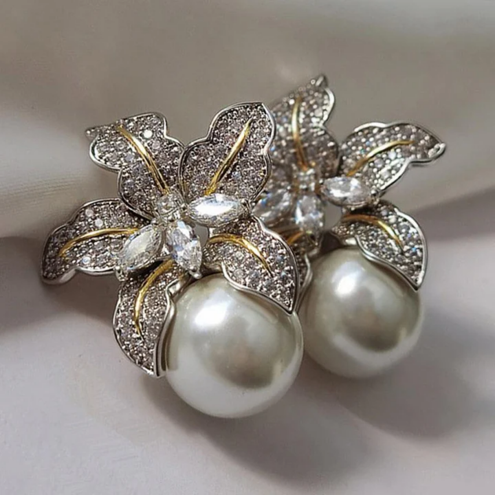 Boucles d'oreilles pendantes avec fleur et marguerite — Groumia