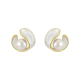 Boucles d'oreilles pendantes luxueuses en opale blanche et perles en or — Groumia