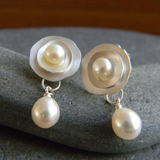 Boucles d'oreilles vintage en argent avec des marguerites — Groumia