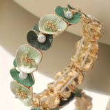 Bracelet Vintage avec Fleurs Vertes et Marguerites — Groumia